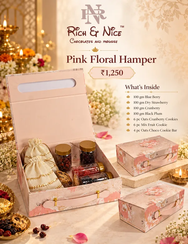 Pink Floral Hamper Diwali catalogue creative